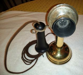 1915 Vintage/antique Chicago Oil Can Candle Stick Telephone