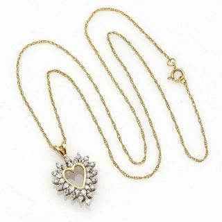 Vintage 14k Yellow Gold 0.  64 Tcw Diamond Heart Pendant Necklace 3.  2g H/i Si - 1/2