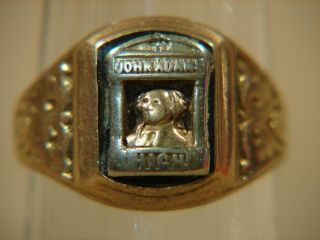 1928 10k Gold John Adams High School Class Ring 6.  4 Grams