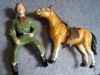 Vintage Dale Evans Cowgirl Rider Figure On Horse By Hartland Plastics Inc