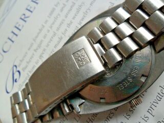 S/S Vintage 1970 ' s Men ' s Bucherer Automatic Swiss Watch w/ Bracelet 6