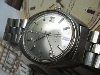 S/S Vintage 1970 ' s Men ' s Bucherer Automatic Swiss Watch w/ Bracelet 8