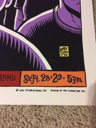 Rare 1996 Seattle Pearl Jam Ward Sutton Concert Poster Handbill Randall’s Island 2