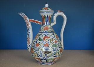 Elegant Antique Chinese Wucai Porcelain Pot Marked Xuande Rare T7981