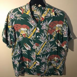 Vintage 40’s 50’s Clubman Sportswear 16 - 16.  5 Men’s Silk Pockets Hawaiian Shirt