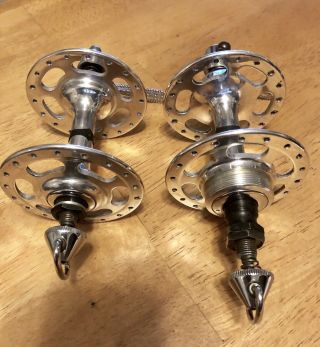 Vintage Campagnolo Record High Flange Hubs & Straight Skewers 36h,  100f/120r