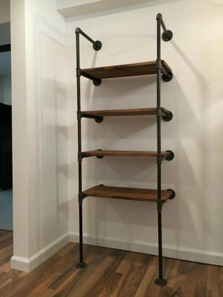 Industrial 6 - Shelf Wall Shelves Iron Pipe Wood Vintage Bookcase Home/office