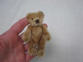 Vintage Steiff Mohair 3 1/2 " Miniature Jointed Teddy Bear With Button