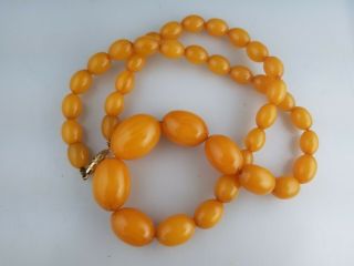 Antique Butterscotch Egg Yolk Amber Bakelite Oval Beads Necklace 58g Simichrome 5