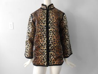 Vintage 1960s Lilli Ann Leopard Print Jacket Trimmed W/ Blk.  Velvet