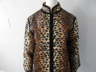 Vintage 1960s Lilli Ann Leopard Print Jacket Trimmed w/ Blk.  Velvet 2