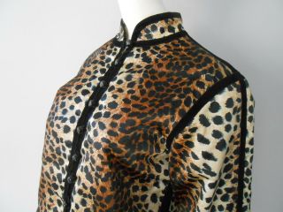 Vintage 1960s Lilli Ann Leopard Print Jacket Trimmed w/ Blk.  Velvet 6