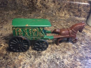 Vintage Cast Iron Horse Drawn Wagon U.  S.  Mail Carriage