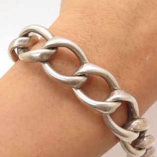 Vtg 925 Sterling Silver Large Cable Link Bracelet 7 "