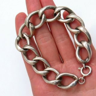 Vtg 925 Sterling Silver Large Cable Link Bracelet 7 