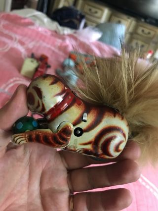 Antique Wind Up Cat With Fluffy Tail.  No Key 4
