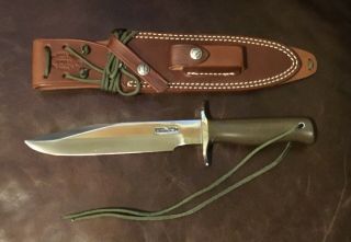 Stainless Randall Made Model 14 Attack Knife Rare - Green - With Docs