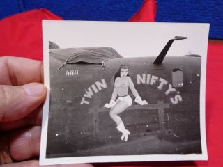 Old Ww2 Military Photo Snapshot Aircraft Nose Art A - 22