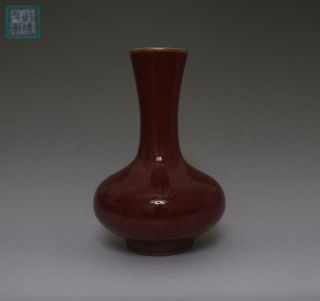 Exquisite Old Chinese Red Glaze Porcelain Vase Qianlong Marked (376)