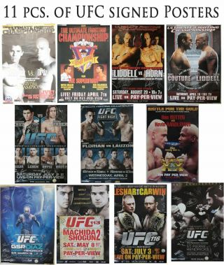 Extremely Rare 11pcs.  Of Ufc Signed Posters Sbc [over Than 150 Autographs ]
