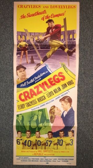 Vintage Crazylegs Movie Poster 1953 Featuring Elroy " Crazylegs " Hirsch