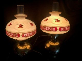 Vintage Budweiser Wall Sconce Pair Set Of 2 Advertise Lamp Bar Pub Man Cave 15 "