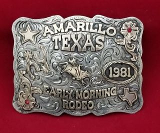 Vintage Rodeo Buckle 1981 Amarillo Texas Bull Riding Trophy Champion 235