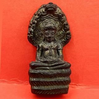 Phra Pha Nak Prok 7 Naka Thai Leklai Amulet Somdej Stone Black Buddha Powerful
