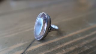 Antique Sterling Silver Large Quartz Crystal Ring Size 5