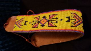 Gorgeous Vintage Native American Indian Beaded Leather Belt