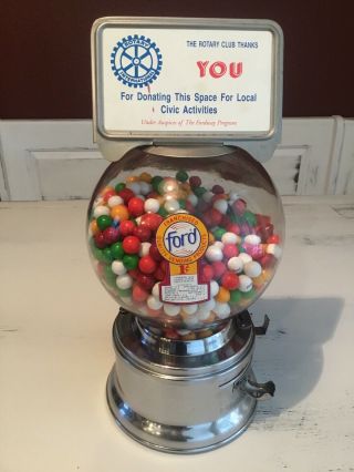 Ford Gum & Machine Co.  Inc.  1 Cent Gumball Machine Vintage 1950s W/marquee