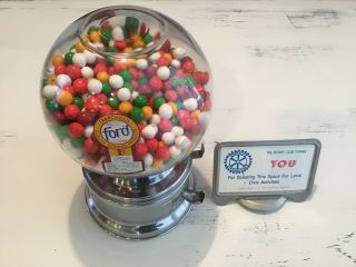 FORD GUM & MACHINE CO.  INC.  1 CENT GUMBALL MACHINE VINTAGE 1950s W/MARQUEE 8