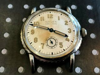 Vintage Gruen Men ' s Wristwatch Earliest Waterproof case stainless 421 Serviced 2