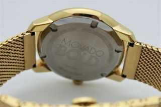 Movado Bold MB.  01.  1.  34.  6202 Men ' s Gold Tone Watch W/ Box 6