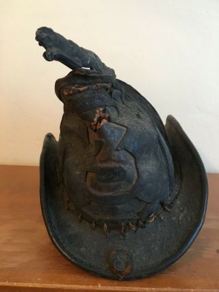 Fdny Fire Helmet Lion Holder Very Early Helmet Rare