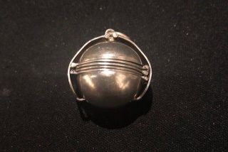 Vintage 925 Sterling Silver Ball Orb,  6 Photo Folding Locket Pendant