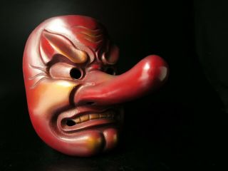 Japanese Handmade Iron Tengu Mask Noh Kyougen Kagura Demon Mask Bugaku