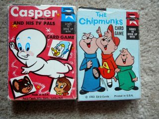 2 - Vintage Kids Card Games - The Chipmunks 1983 & Casper The Ghost Complete Vg