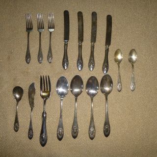 Antq Vntg 16 Pc Van Camps Marion Pattern Advertising Spoon & Flatware 50 Years