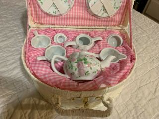 Miniature/Children ' s Tea Set by Delton - 15 Piece Set with basket 2