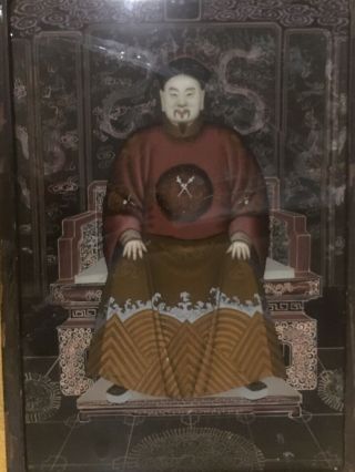 Chinese Reverse Glass Painting Oriental Man