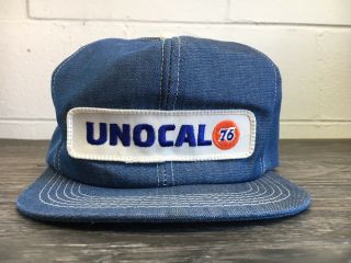 Unocal 76 Hat Denim K - Brand Vintage Trucker Snapback Patch Usa Made