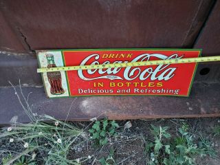 Rare Vintage Coca Cola Christmas bottle sign tin great color 5