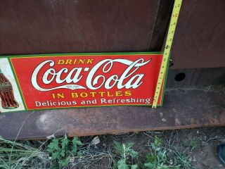 Rare Vintage Coca Cola Christmas bottle sign tin great color 6