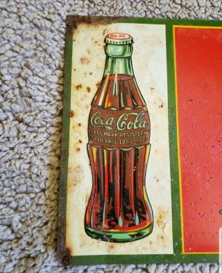 Rare Vintage Coca Cola Christmas bottle sign tin great color 9