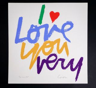 Rare Sister Mary Corita Kent " I Love You " Hand Signed Limited Edition Serigraph