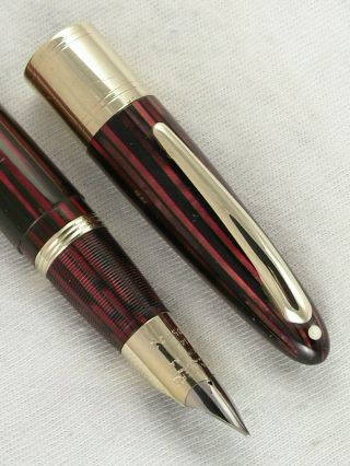 Vintage Red Striped Sheaffer Oversize Valiant Lifetime Fountain Pen Restored