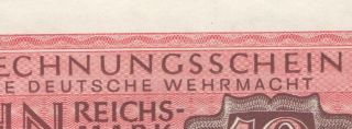 SPECIAL WWII GERMAN ARMY BANKNOTE FOR THE WEHRMACHT ONLY - 1944,  10 RM 2