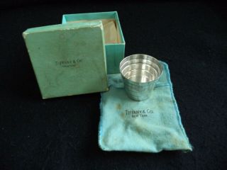 Sterling Silver Shot Glass Monogram Tiffany’s York,  Soiled Cloth Bag