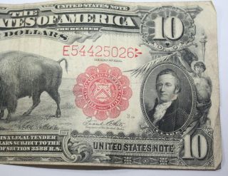 RARE 1901 Buffalo Bison $10 Lewis & Clark U S Bank Note Bill Red Seal Ten Dollar 10